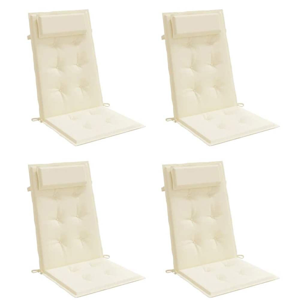 VidaXL coussins de chaise 4 pcs dossier haut tissu oxford couleur crème