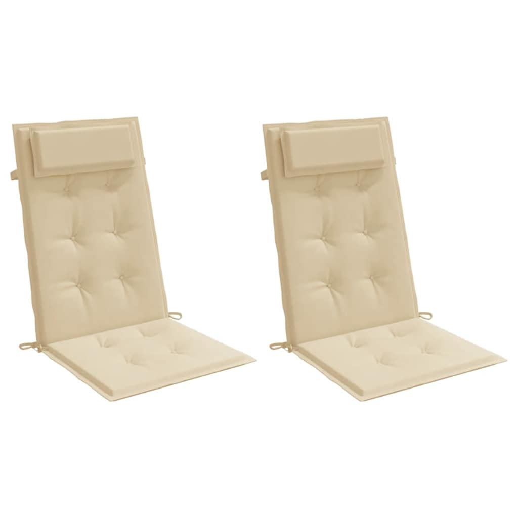 VidaXL coussins de chaise 2 pcs dossier haut tissu oxford beige