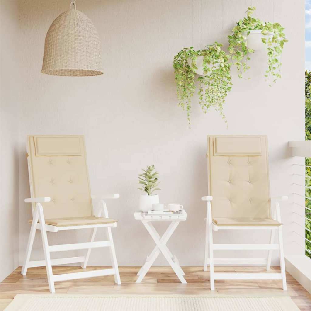 VidaXL coussins de chaise 2 pcs dossier haut tissu oxford beige