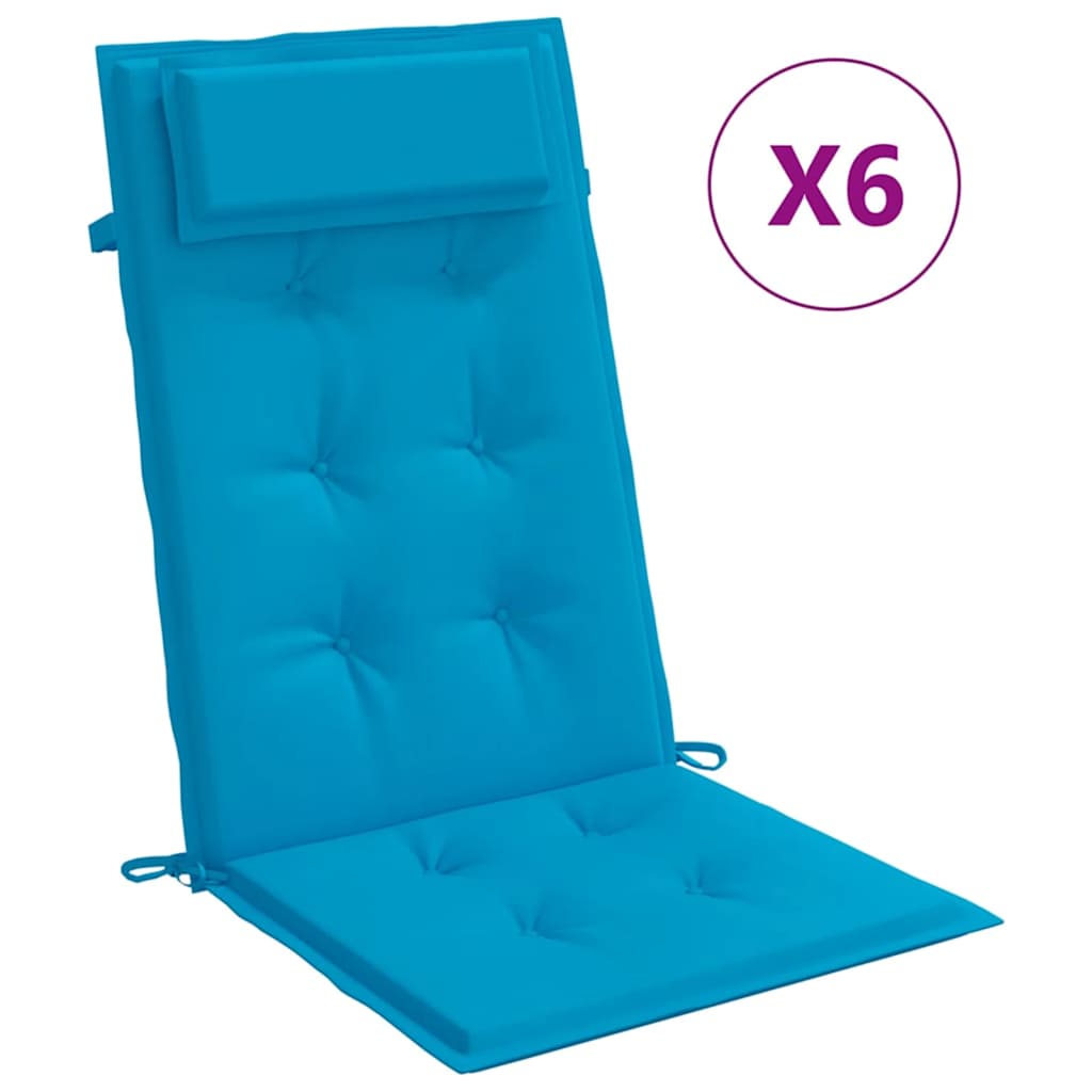 VidaXL coussins de chaise 6 pcs dossier haut tissu oxford bleu clair