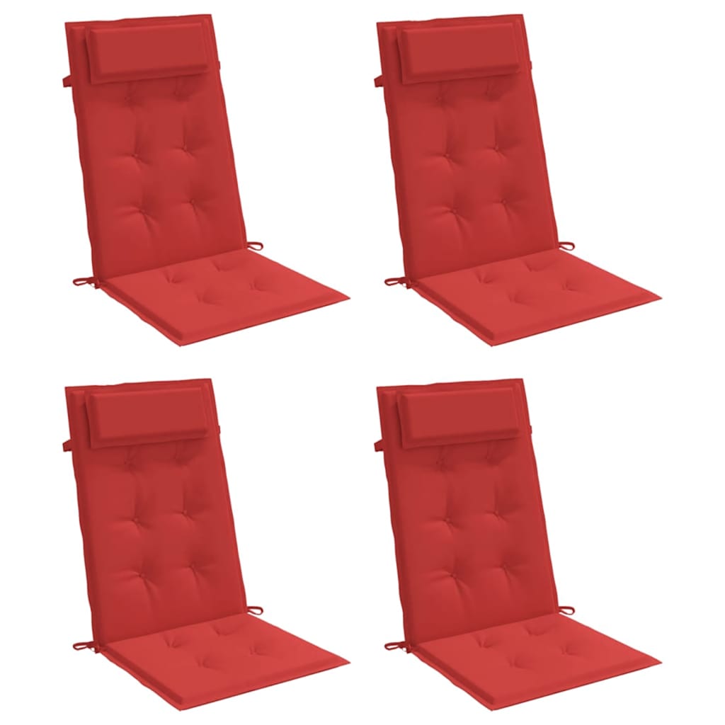 VidaXL coussins de chaise 4 pcs dossier haut tissu oxford rouge