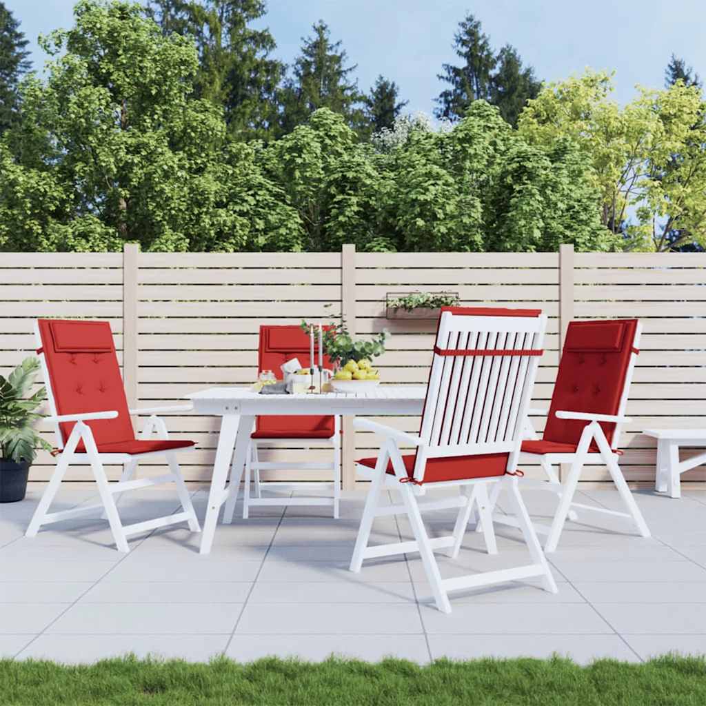VidaXL coussins de chaise 4 pcs dossier haut tissu oxford rouge