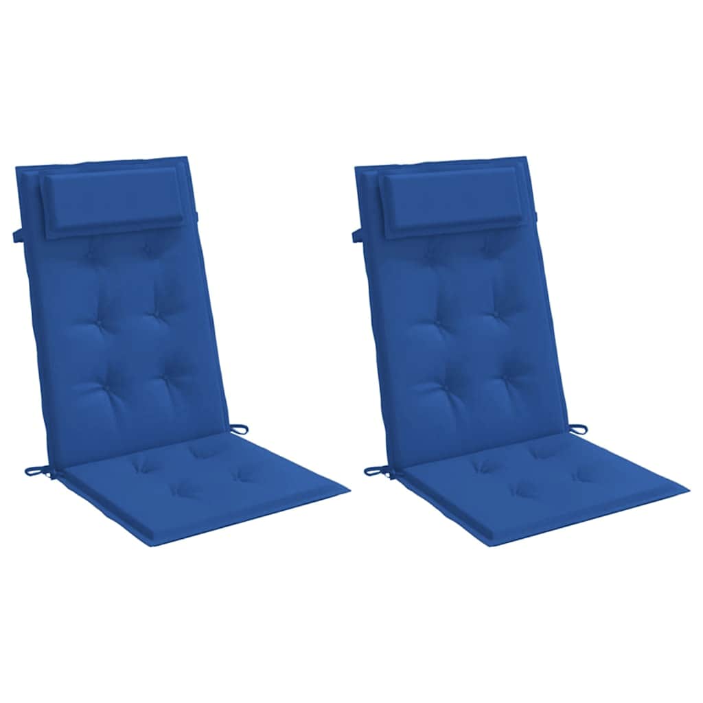 VidaXL Coussins de chaise 2 pcs dossier haut tissu oxford bleu royal