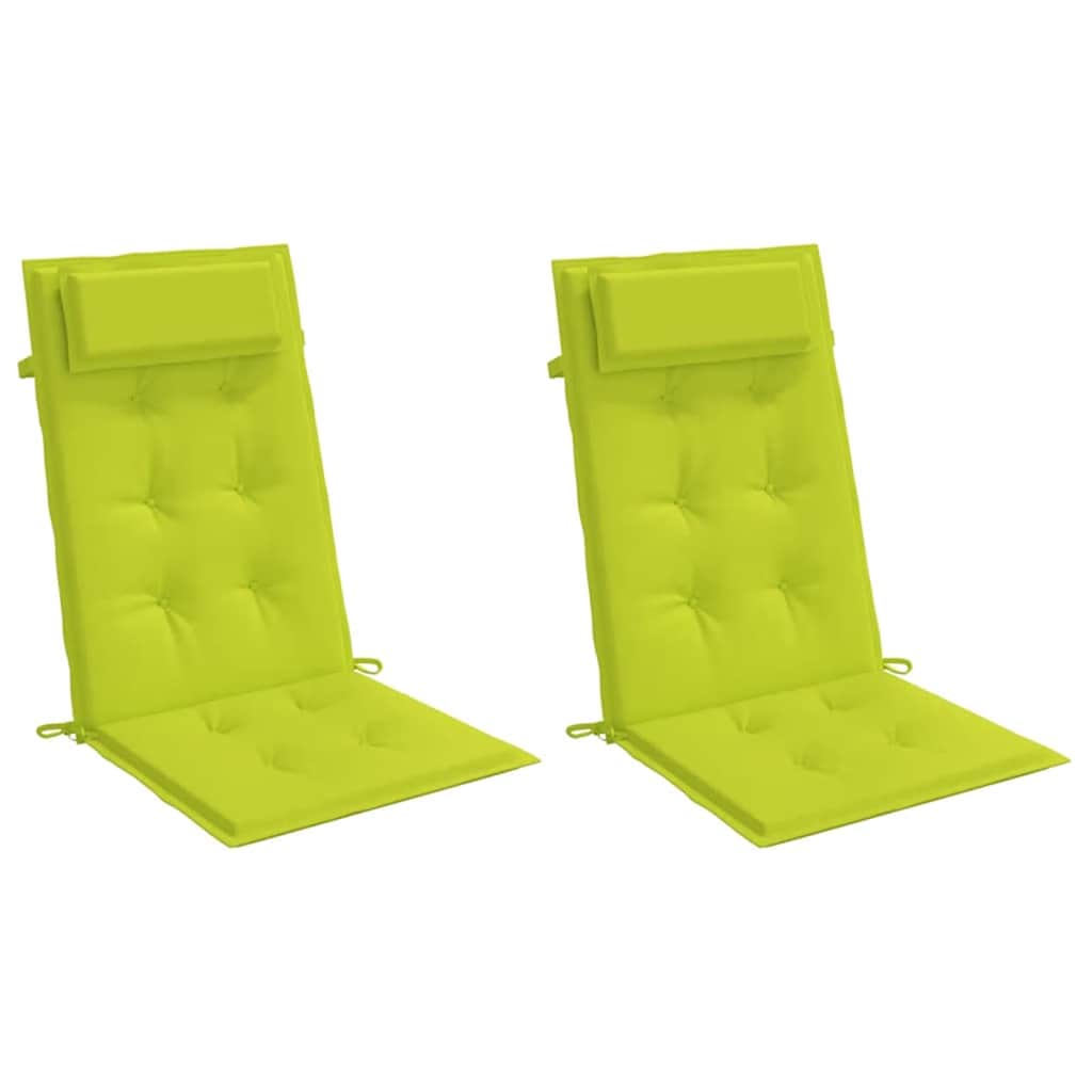 VidaXL coussins de chaise 2 pcs dossier haut tissu oxford vert vif