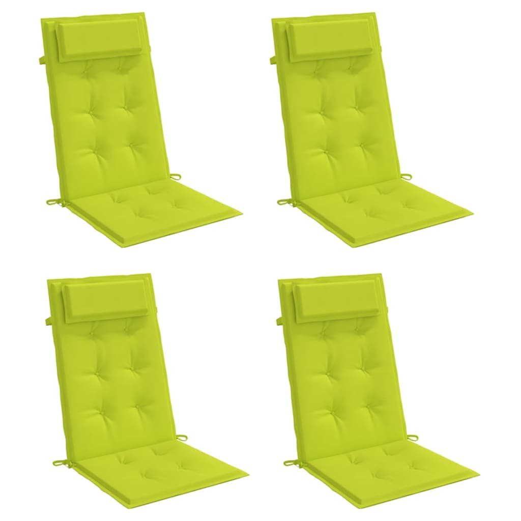 VidaXL coussins de chaise 4 pcs dossier haut tissu oxford vert vif