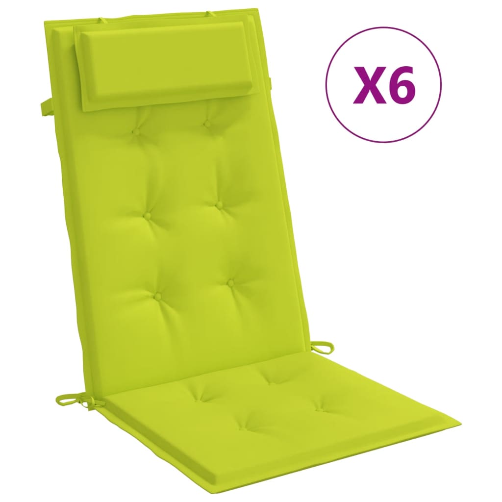 VidaXL Coussins de chaise 6 pcs dossier haut tissu oxford vert vif