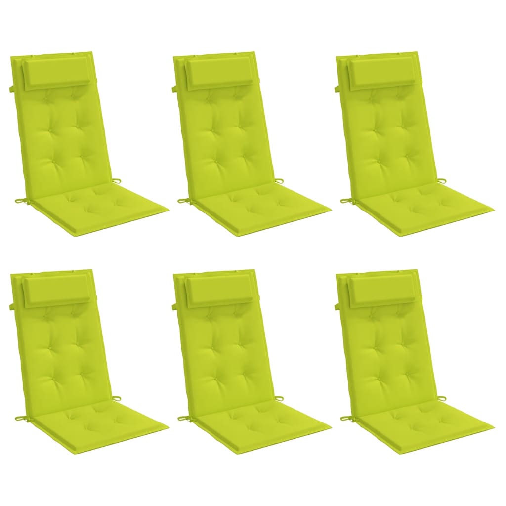 VidaXL Coussins de chaise 6 pcs dossier haut tissu oxford vert vif