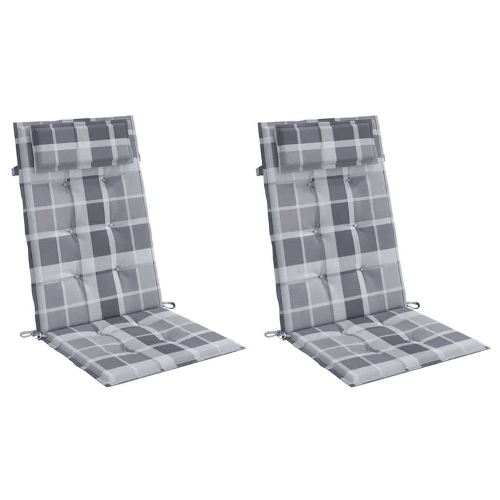 VidaXL Coussins de chaise 2 pcs dossier haut motif diamant tissu oxford gris