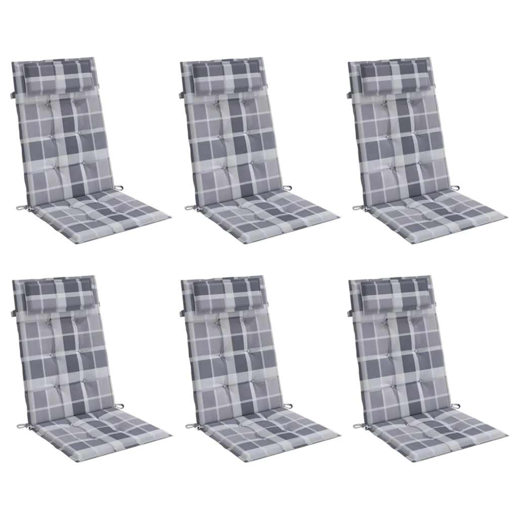VidaXL Coussins de chaise 6 pcs dossier haut motif diamant tissu oxford gris