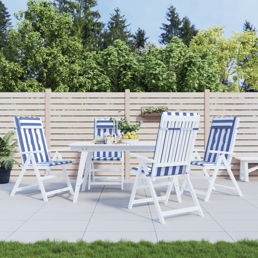 VidaXL Coussins de chaise 4 pcs dossier haut tissu oxford rayé blanc et bleu