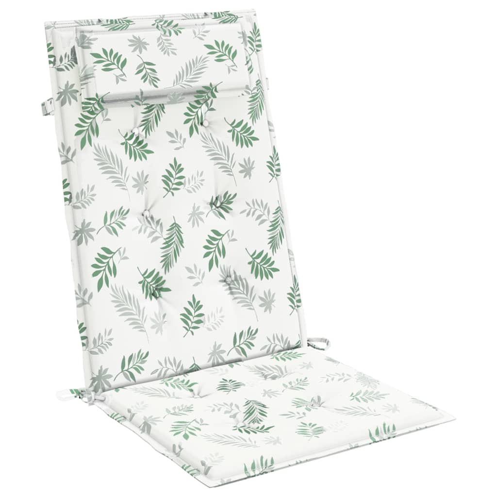 VidaXL coussins de chaise 2 pièces tissu oxford à motif de feuilles à dossier haut
