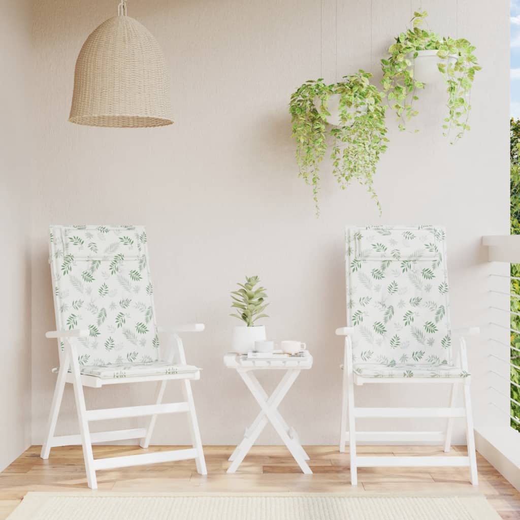 VidaXL coussins de chaise 2 pièces tissu oxford à motif de feuilles à dossier haut