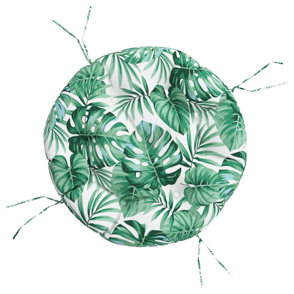 VidaXL Coussin de siège rond motif feuille Ø 60x11 cm tissu oxford