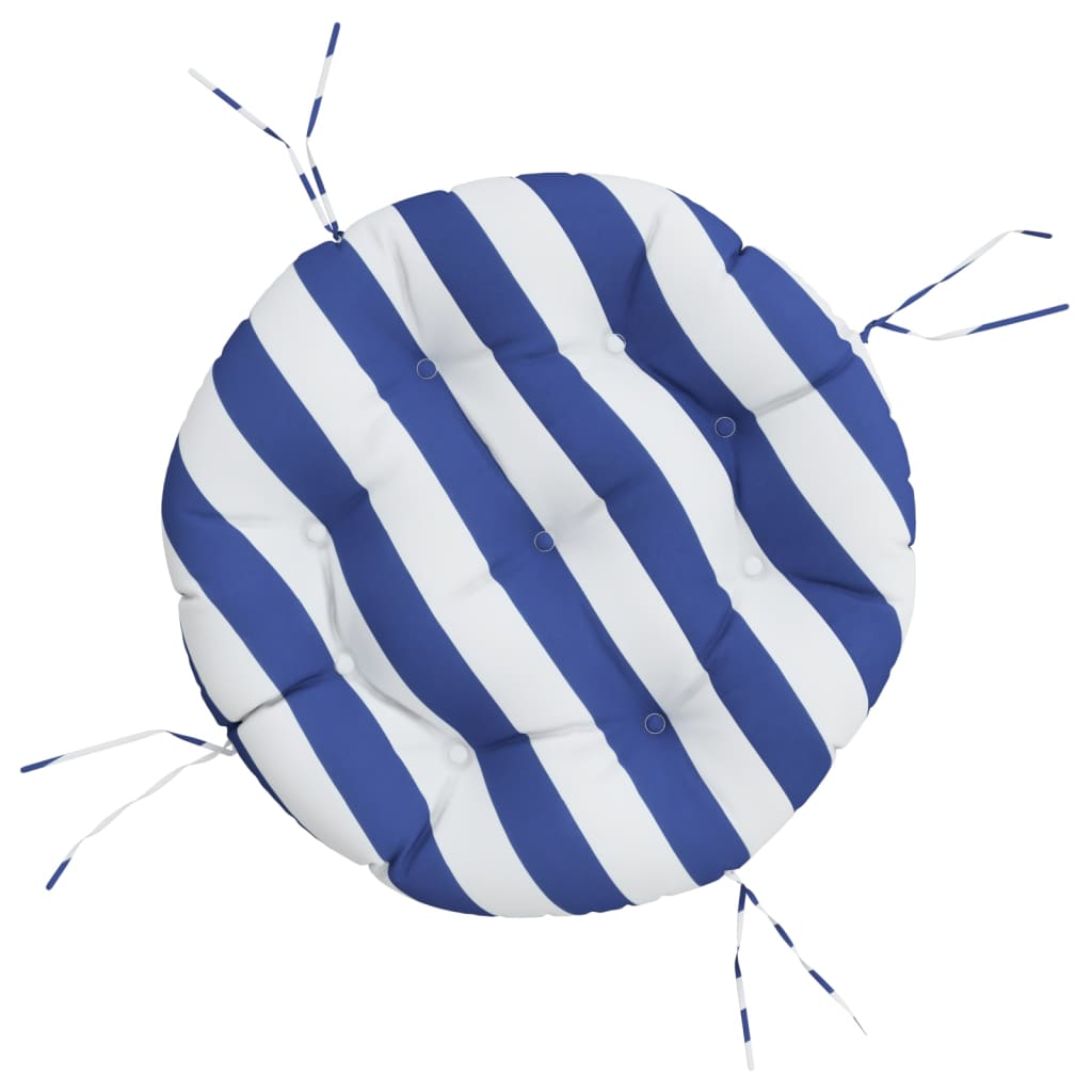 VidaXL Coussin de siège rond rayé Ø 60x11 cm tissu oxford bleu blanc