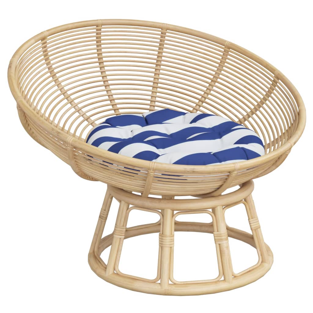 VidaXL Coussin de siège rond rayé Ø 60x11 cm tissu oxford bleu blanc