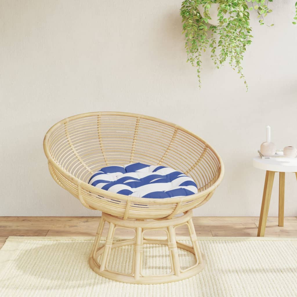 VidaXL Coussin de siège rond rayé Ø 60x11 cm tissu oxford bleu blanc