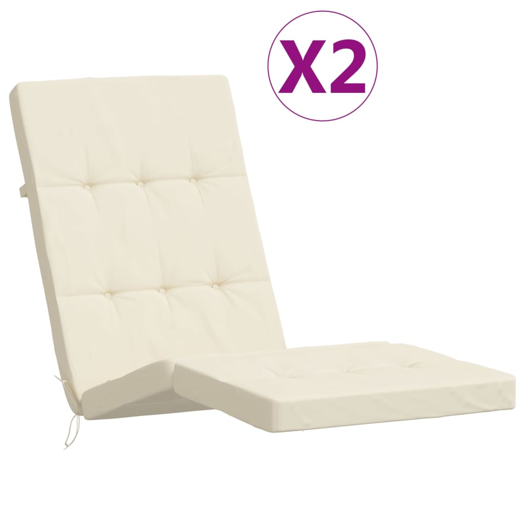 Vidaxl coussins de chaise de patio 2 pcs tissu oxford couleur crème