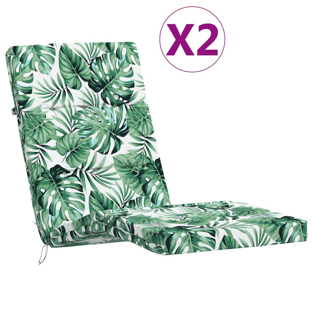 VidaXL coussins de chaise de patio 2 pièces tissu oxford à motif de feuilles