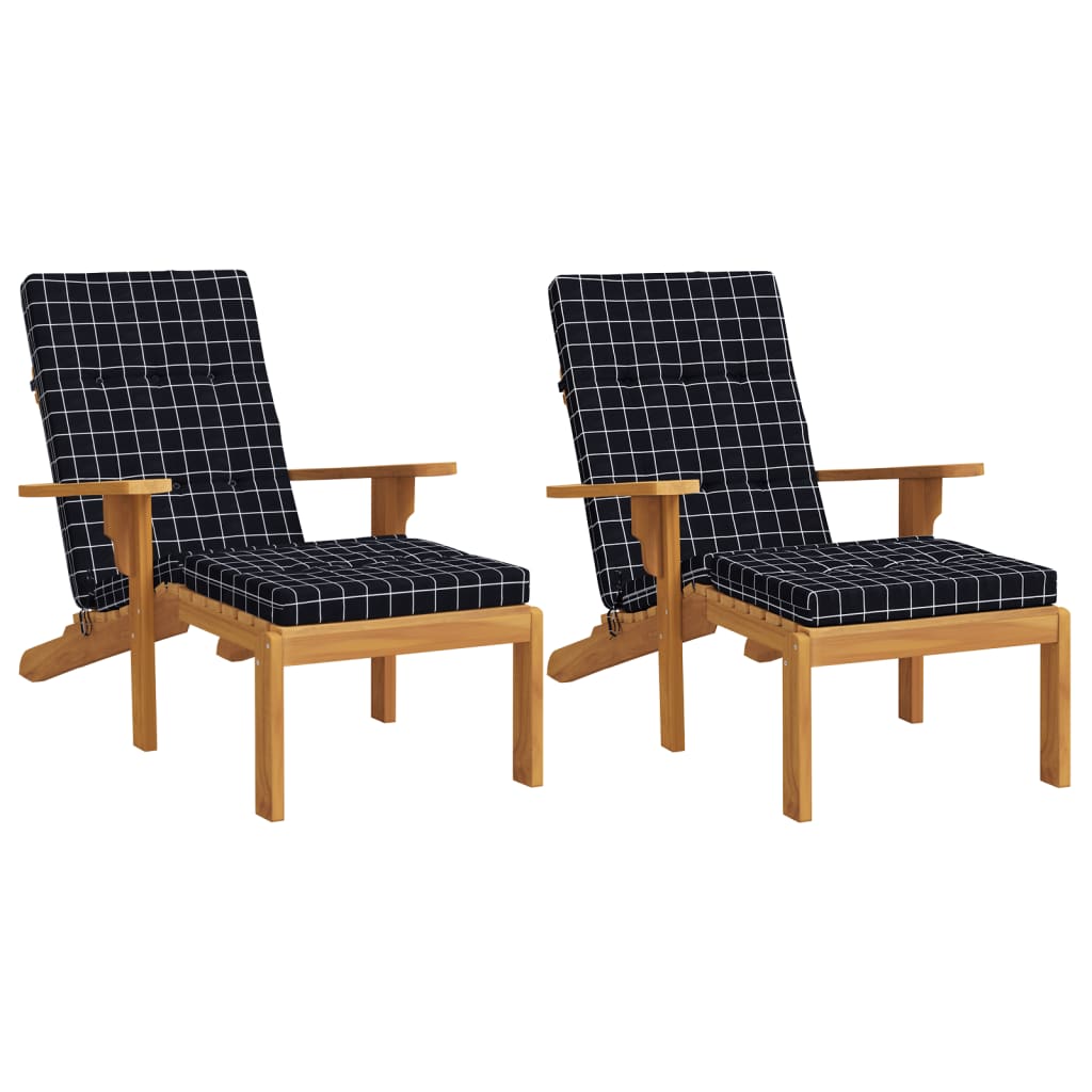 Vidaxx coussins de chaise de patio 2 pcs motif diamant tissu oxford noir