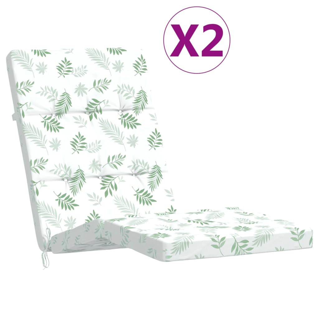 VidaXL coussins de chaise de patio 2 pièces tissu oxford à motif de feuilles
