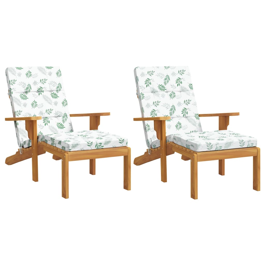 VidaXL coussins de chaise de patio 2 pièces tissu oxford à motif de feuilles