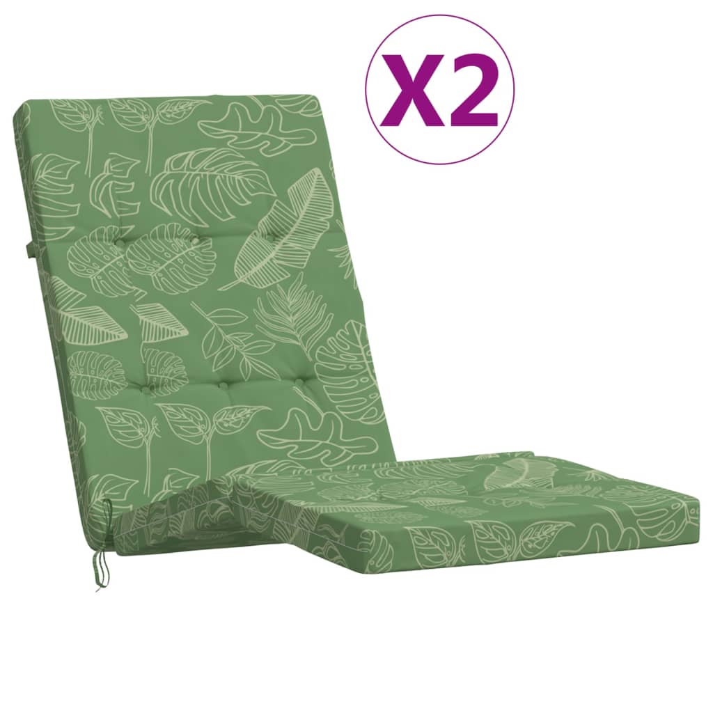VidaXL coussins de chaise de patio 2 pièces tissu oxford à motif de feuilles