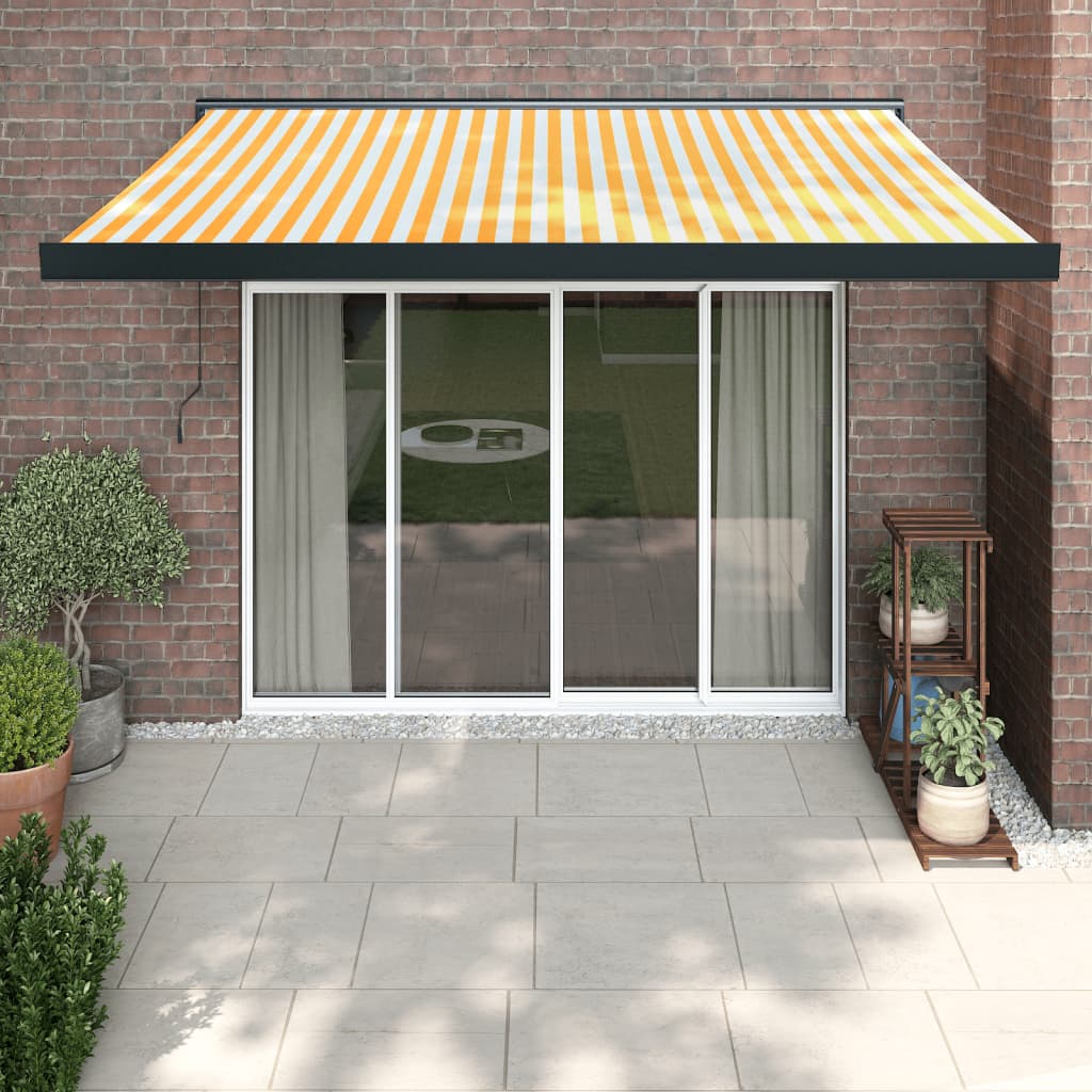 VidaXL Auvent extensible 3x2,5 m tissu et aluminium jaune et blanc
