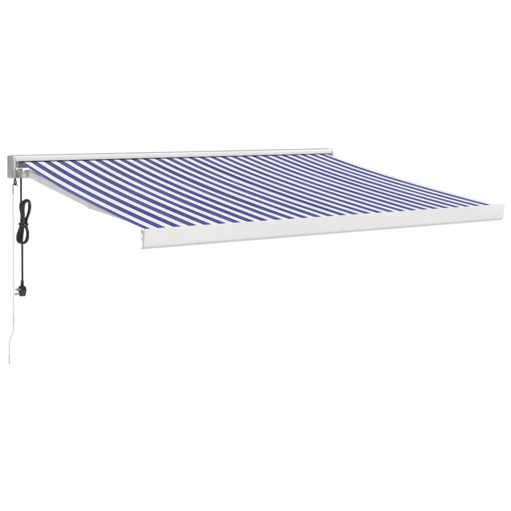 VidaXL Auvent extensible 3x2,5 m tissu et aluminium bleu et blanc
