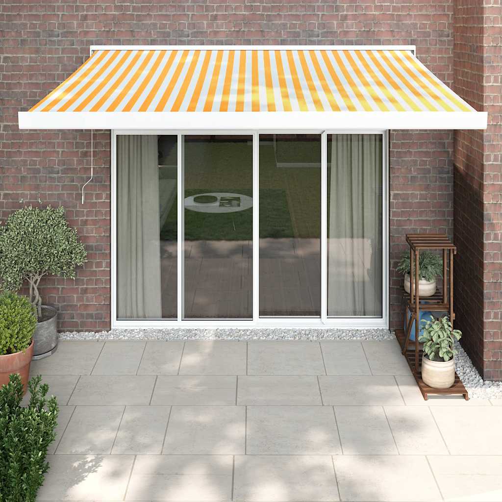 VidaXL Auvent extensible 3x2,5 m tissu et aluminium jaune et blanc