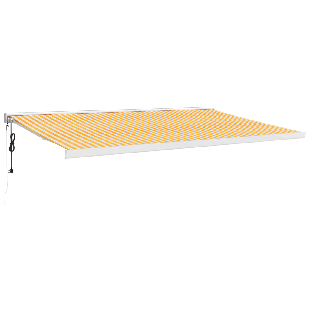 VidaXL Auvent extensible 5x3 m tissu et aluminium jaune et blanc