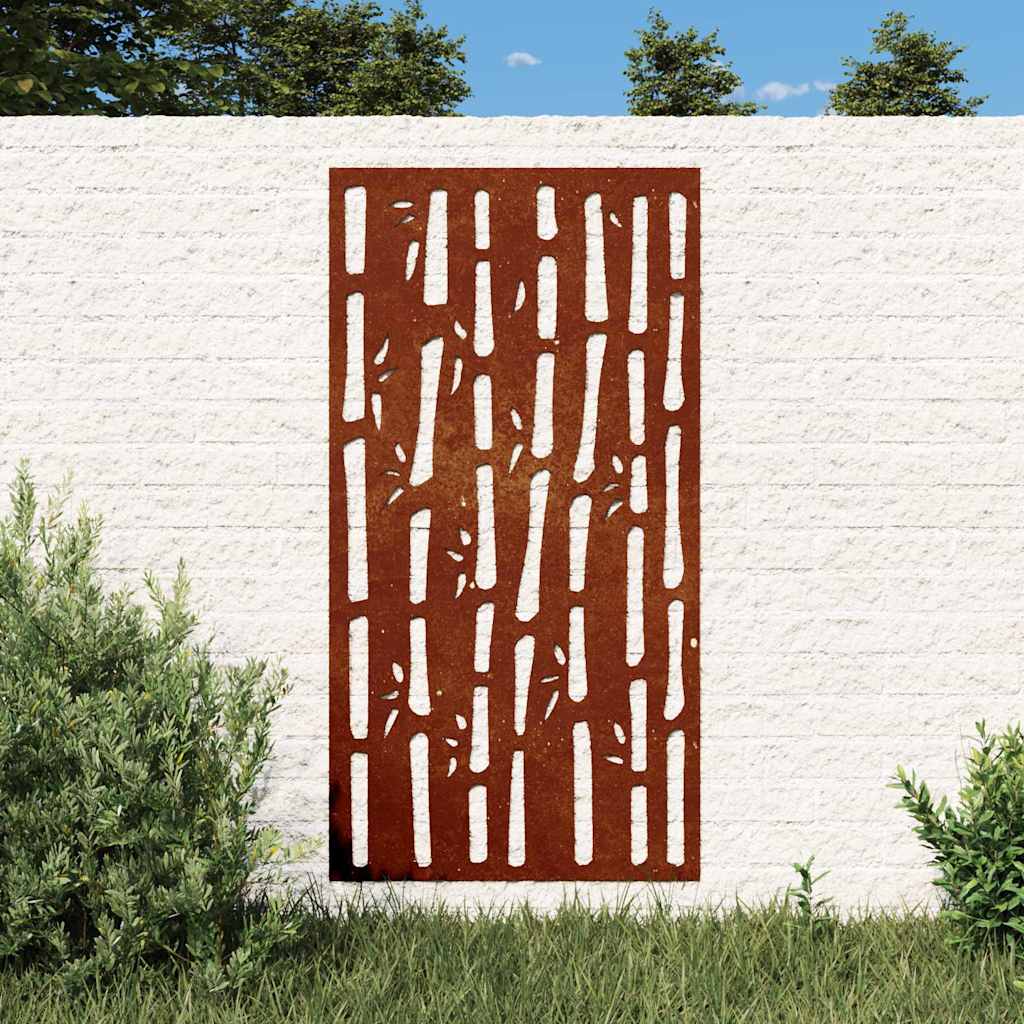 VidaXL Décoration murale jardin bambou design 105x55 cm acier corten