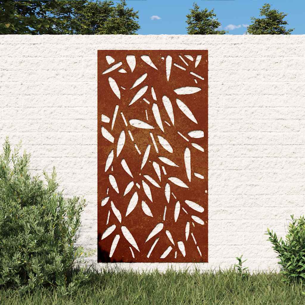 VidaXL Décoration murale jardin feuille de bambou design 105x55 cm acier corten
