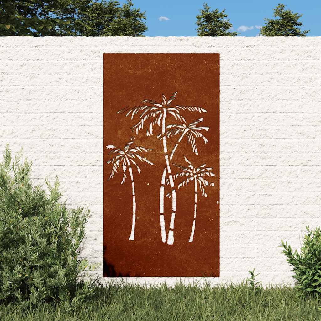 VidaXL Décoration murale jardin palmier design 105x55 cm acier corten