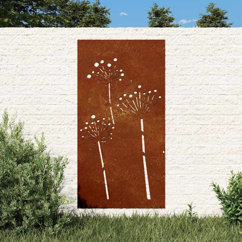 VidaXL Décoration murale jardin fleur design 105x55 cm acier corten