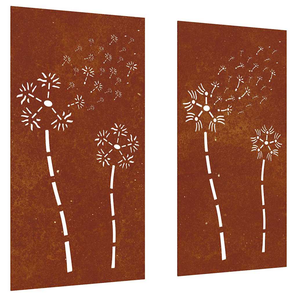 VidaXL Décoration murale jardin 2 pcs motif floral 105x55 cm acier corten