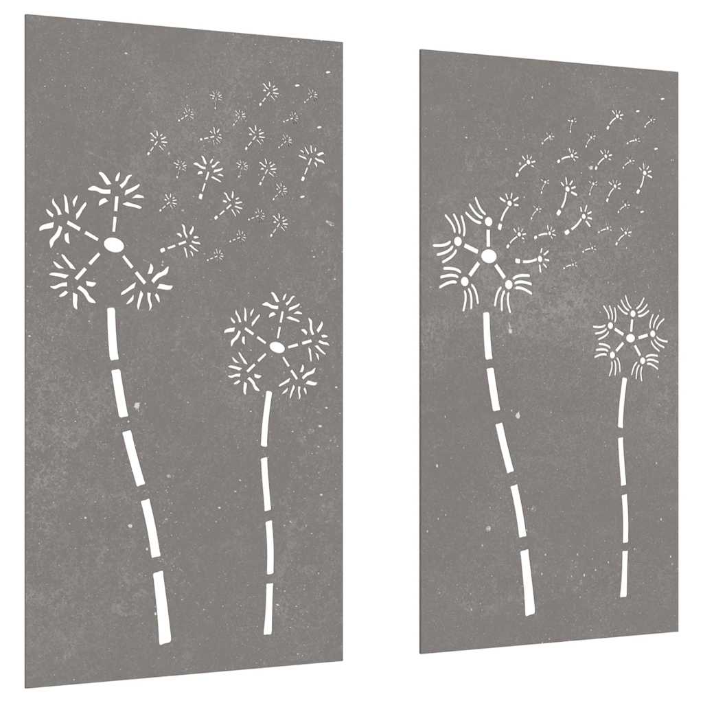 VidaXL Décoration murale jardin 2 pcs motif floral 105x55 cm acier corten