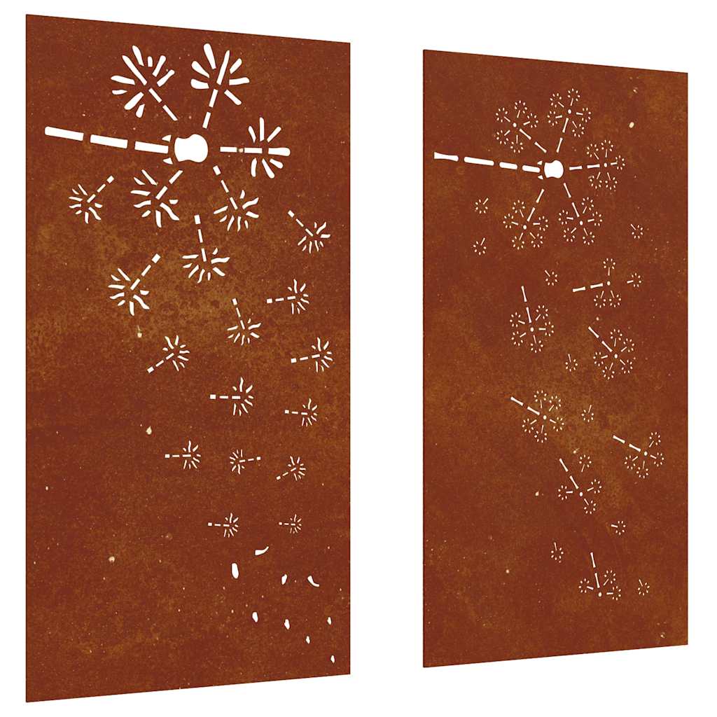 VidaXL Décoration murale jardin 2 pcs motif floral 105x55 cm acier corten
