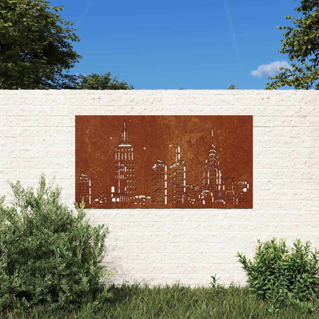 Vidaxxl décoration murale jardin skyline design 105x55 cm acier corten