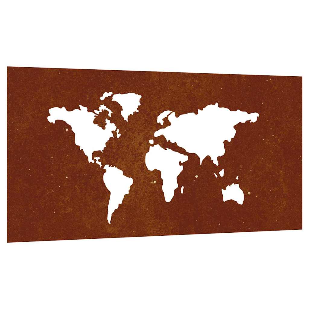 Vidaxxl décoration murale jardin carte du monde design 105x55 cm acier corten