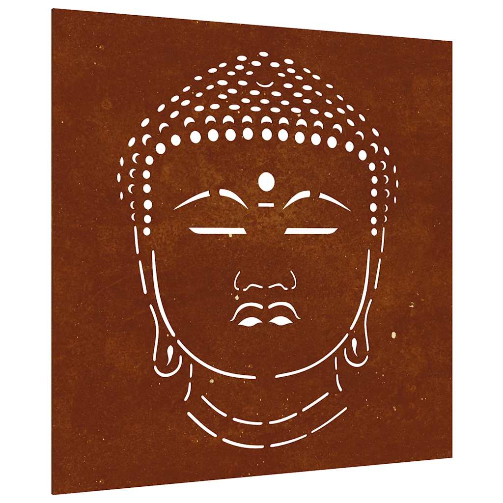 Vidaxxl décoration murale jardin tête de Bouddha design 55x55 cm acier corten