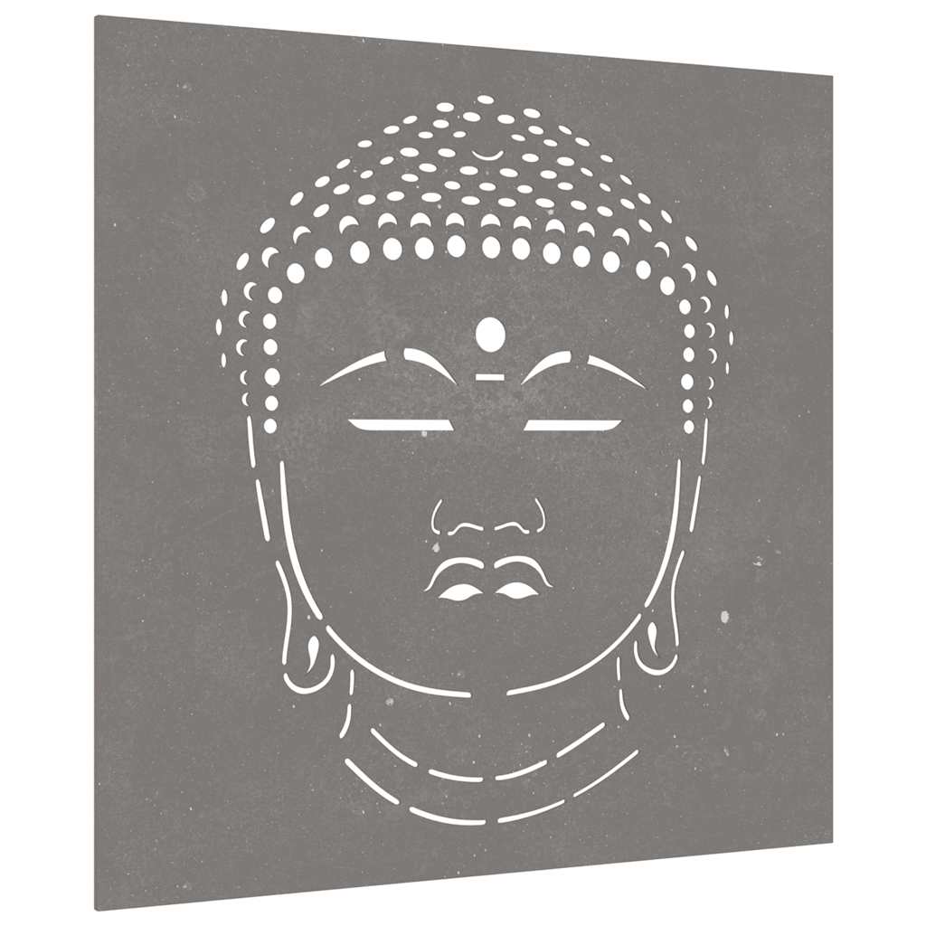 Vidaxxl décoration murale jardin tête de Bouddha design 55x55 cm acier corten