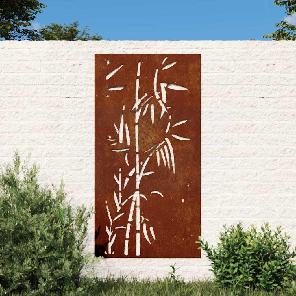 VidaXL Décoration murale jardin bambou design 105x55 cm acier corten