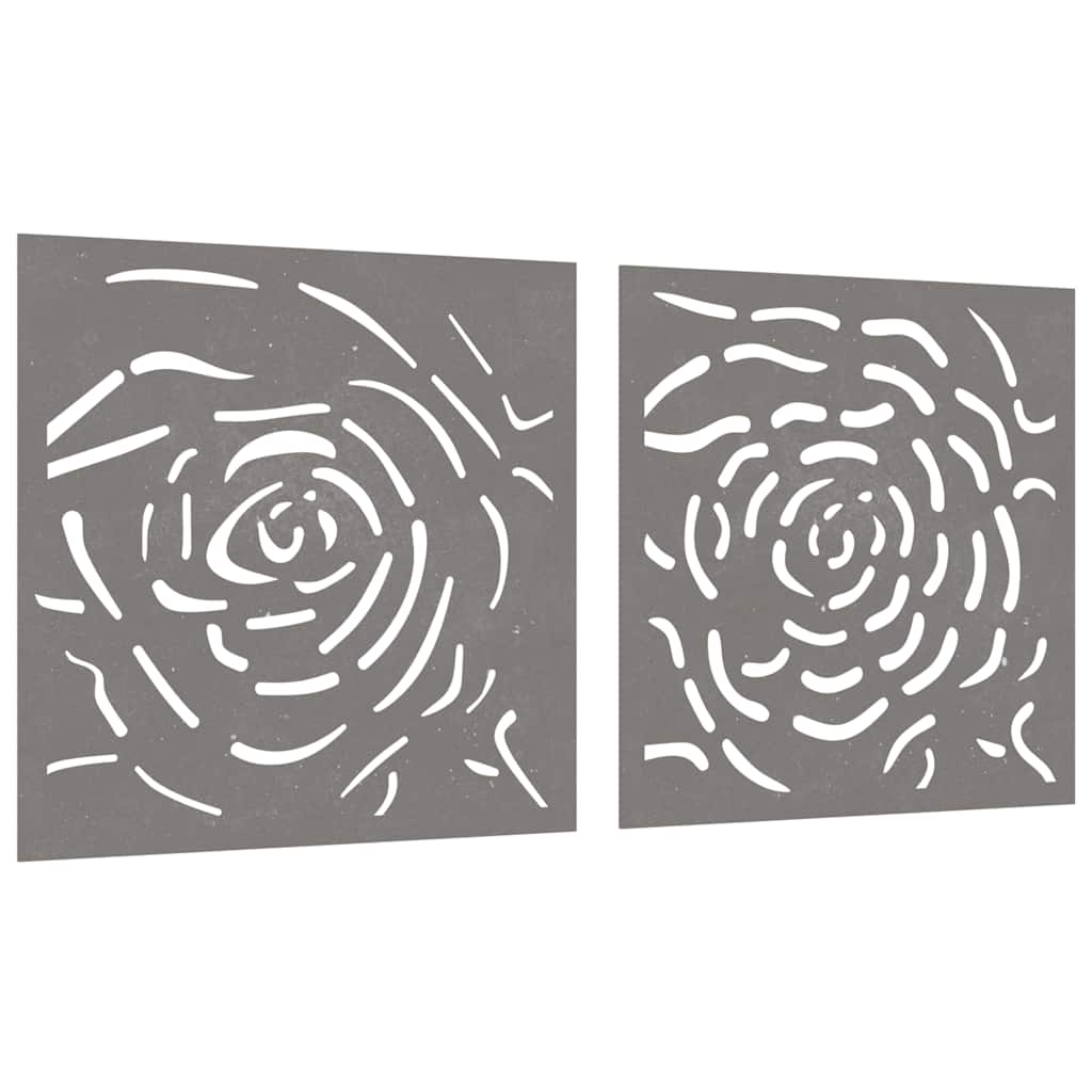Vidaxxl décoration murale jardin 2 pcs design rose 55x55 cm acier corten