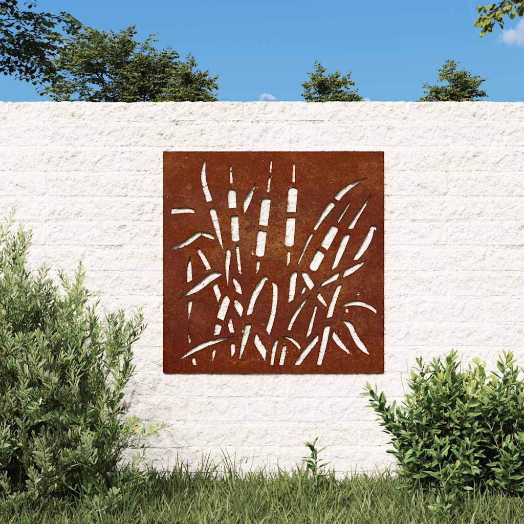 VidaXL décoration murale jardin herbe design 55x55 cm acier corten