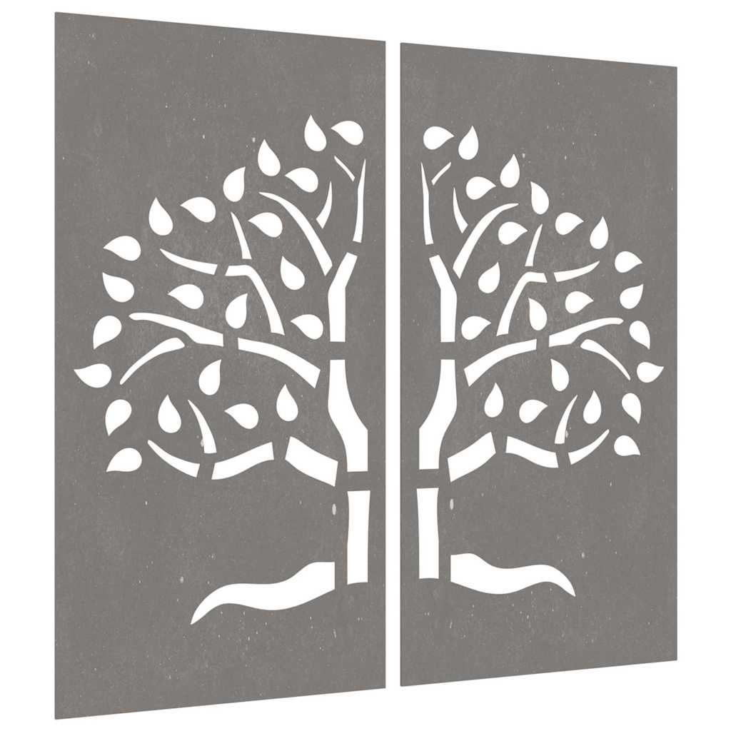 VidaXL décoration murale jardin 2 pcs design arbre 105x55 cm acier corten