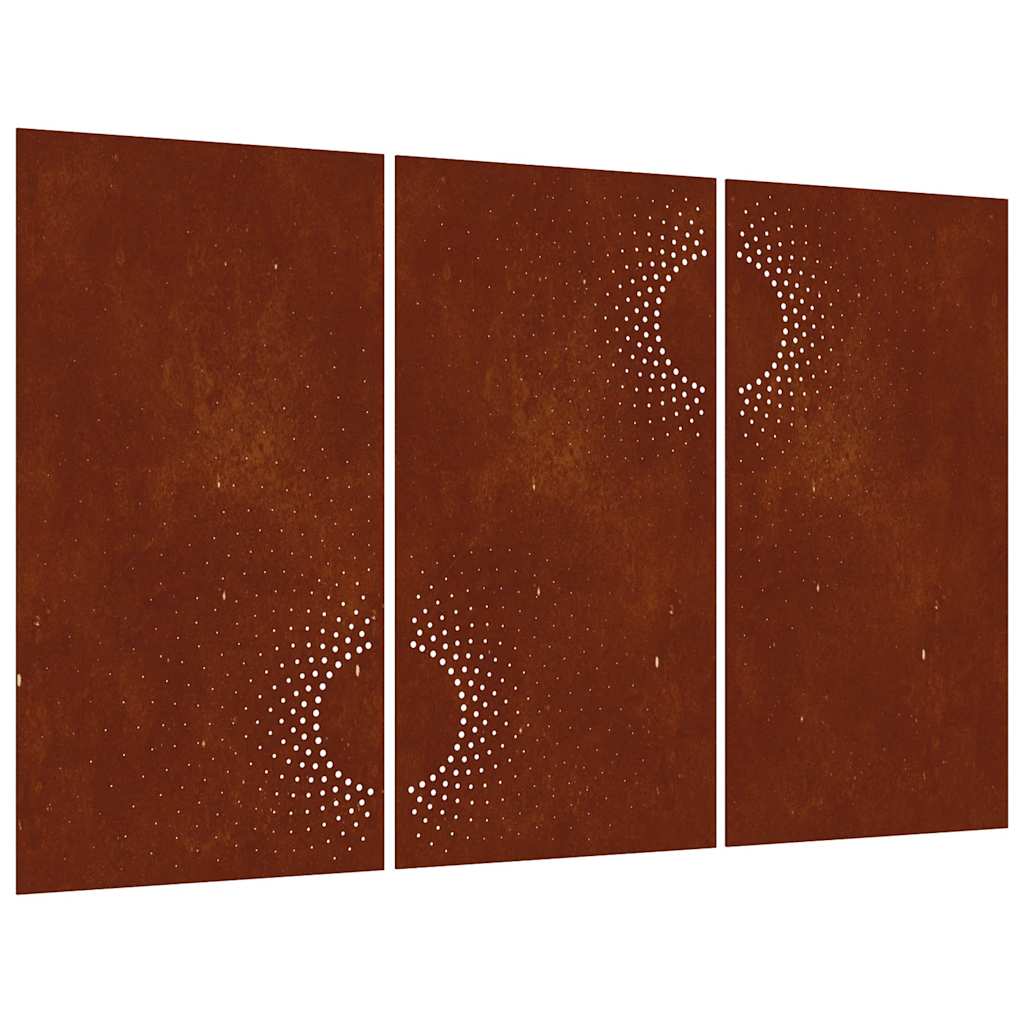 VidaXL décoration murale jardin 3 pcs soleil design 105x55 cm acier corten