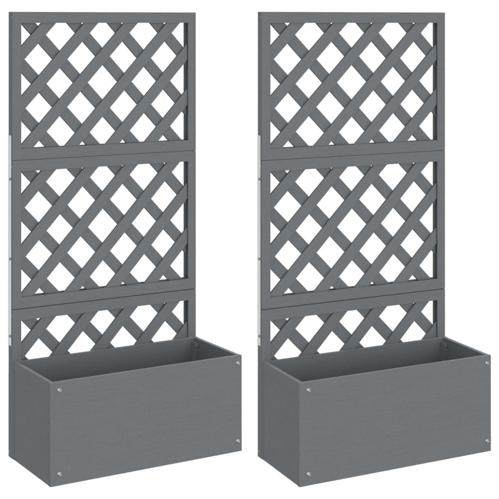 VidaXL Jardinières avec treillis 2 pcs 65x33x135 cm HKC gris