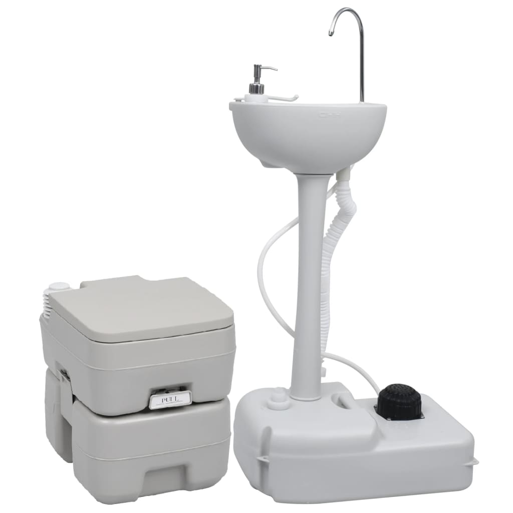 VidaXL Ensemble de toilettes et lavabo de camping portable