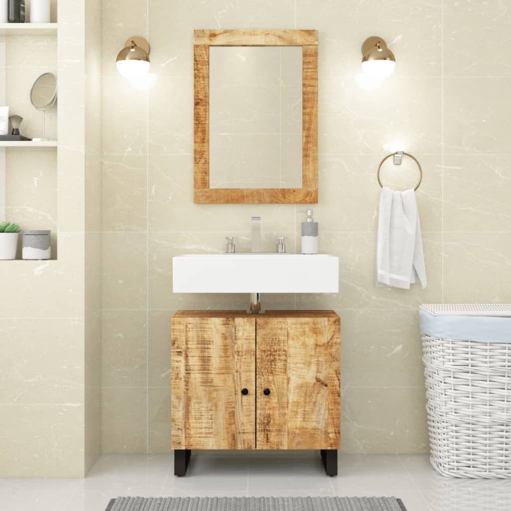 VidaXL miroir 70x50 cm bois de manguier massif et verre