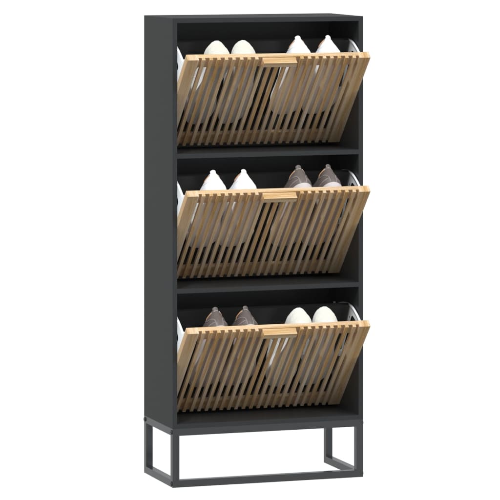 Vidaxx armoire à chaussures 52x25x120 cm bois fini noir